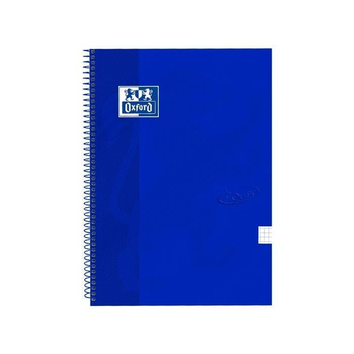 Oxford Cuaderno Espiral Denim Touch 80H Folio 4x4 mm Tapa Extradura Pack 5 Ud Azul