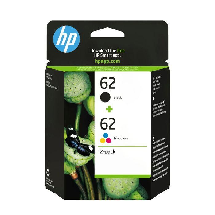 HP Tinta BK-C-M-Y para Envy 5604, Nº 62 Pack 2 - Cuatricolor
