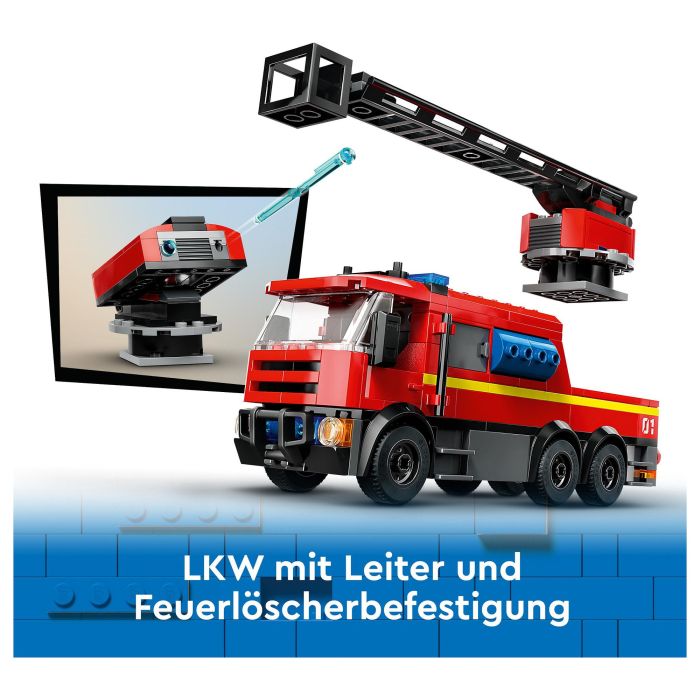 LEGO 60414 Estación de Bomberos y Camión de Bomberos, Figura de Perro de Juguete y 5 Minifiguras, Regalo Infantil
