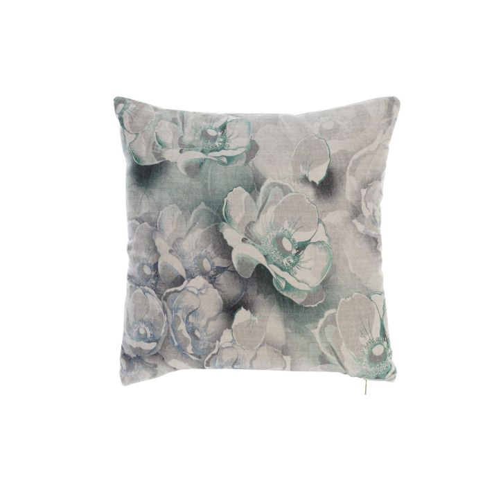 DKD Home Decor Cojin Oriental Flores Azul Verde Polyester con Cremallera 45x45x10 cm (2 Unidades)