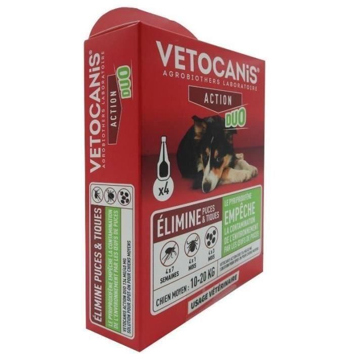 Vetocanis VET3428170006979 Pipetas x4 para Perros Medianos Antipulgas y Garrapatas Duo 134mg/40mg 3