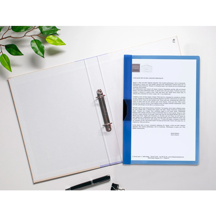 Liderpapel 45302 Carpeta Dossier Pinza Lateral Polipropileno DIN A4 Azul para 30 Hojas con Pinza Deslizante 5