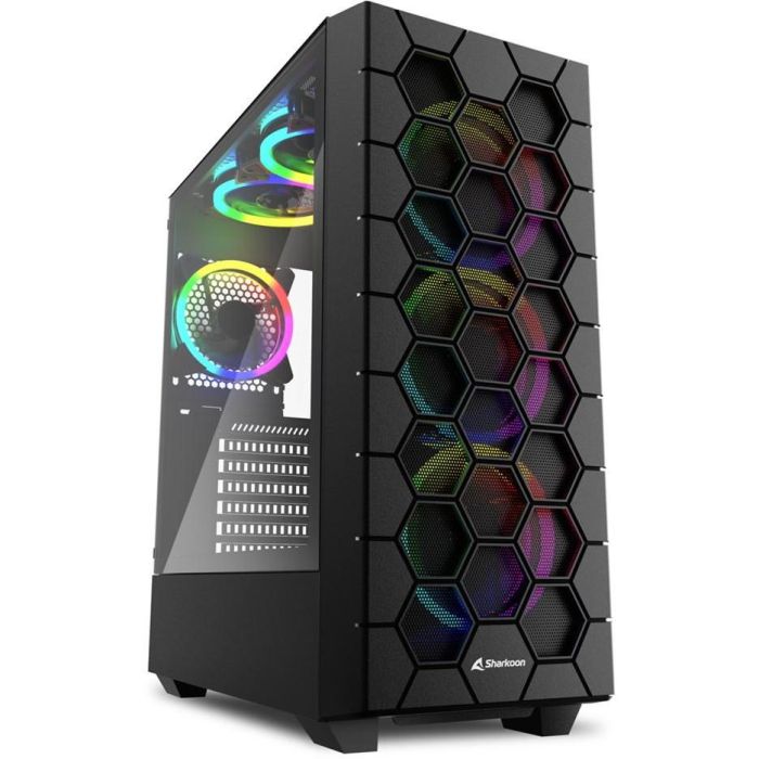 Sharkoon RGB HEX Caja PC Semitorre ATX con 6 Ventiladores ARGB Preinstalados, USB-C 3.2 Gen2, Cristal Templado, Negro 0 Sharkoon RGB HEX Caja PC Semitorre ATX con 6 Ventiladores ARGB Preinstalados, USB-C 3.2 Gen2, Cristal Templado, Negro 0