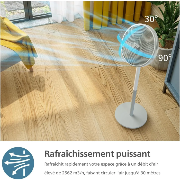 Philips Ventilador de Pedestal CX2550/00 - Altura regulable 82-125 cm - Ultra Silencioso - Blanco 2