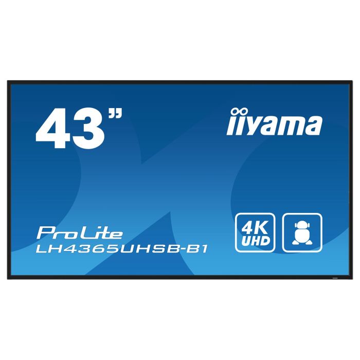 Iiyama LH4365UHSB-B1 Monitor Profesional 43" 4K UHD IPS 800 cd/m², Android 11, 24/7, WiFi, LAN, 2x HDMI, DP, USB, Altavoces 20W, Montaje VESA 400x400mm