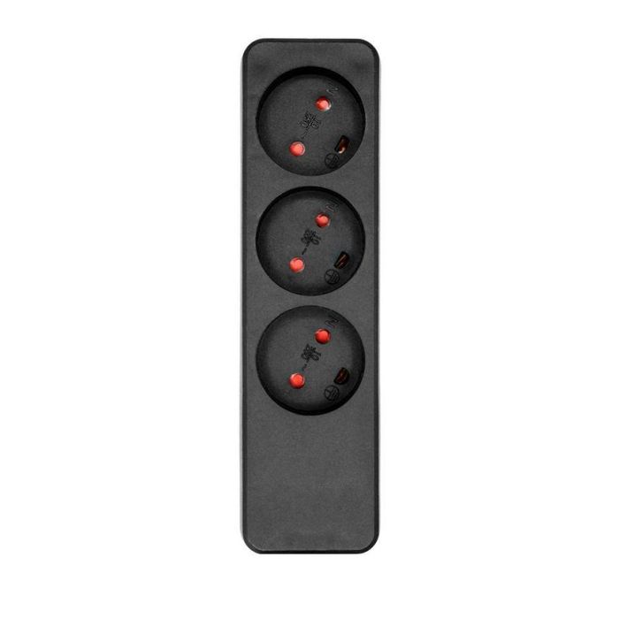 MicroConnect Open-end Danish 3-way power strip, Black 1 MicroConnect Open-end Danish 3-way power strip, Black 1