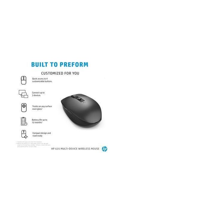 HP 635 Multi-Device Wireless Mouse con Conectividad Bluetooth, Botones Programables y Diseño Cómodo para Múltiples Dispositivos 8 HP 635 Multi-Device Wireless Mouse con Conectividad Bluetooth, Botones Programables y Diseño Cómodo para Múltiples Dispositivos 8