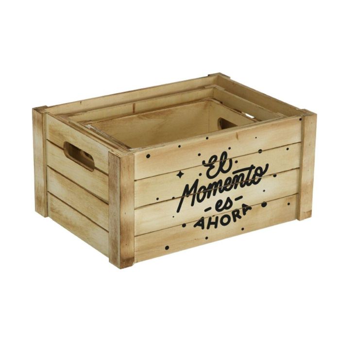 Set 3 Cajas de Madera El Momento Es Ahora Versa 25x17x35 cm (2 Unidades) 1