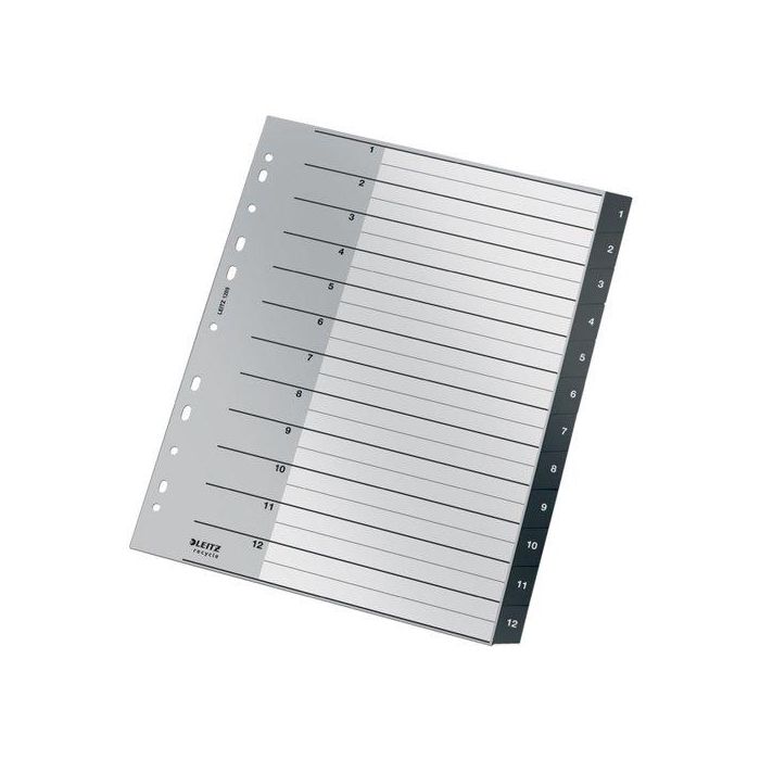 Indice Leitz Pp Recycle Numerico A4+ Pestañas 1-12 11 Taladros Negro