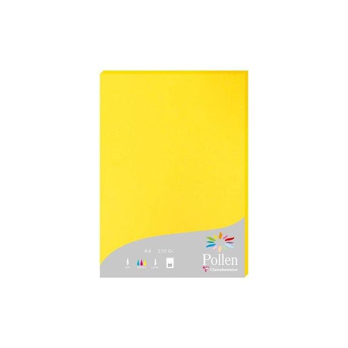 Papel Clairefontaine Pollen A4 210G 25H Amarillo Sol