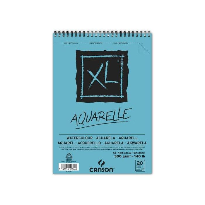 Bloc De Dibujo Canson Xl Aquarelle Con Espiral Grano Fino A5 300G 30H