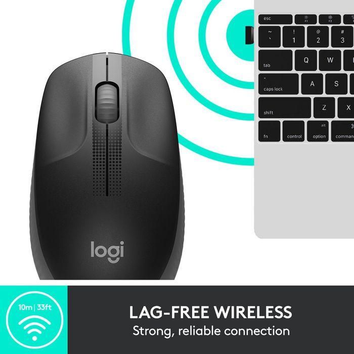 Logitech M190 Ratón Inalámbrico RF Full-Size Ergonómico 1000 dpi, Batería 18 Meses, para Manos Medianas/Grandes 8