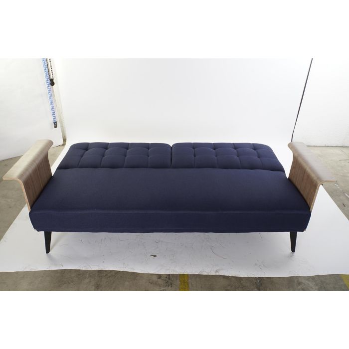 DKD Home Decor Sofá Cama Urban Azul Marrón Negro Poliéster, Metal y Eucalipto, Desmontable, 203x87x81 cm 6 DKD Home Decor Sofá Cama Urban Azul Marrón Negro Poliéster, Metal y Eucalipto, Desmontable, 203x87x81 cm 6