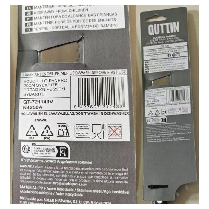 Quttin Cuchillo Panero Sybarite 20 cm (8 Unidades) 7