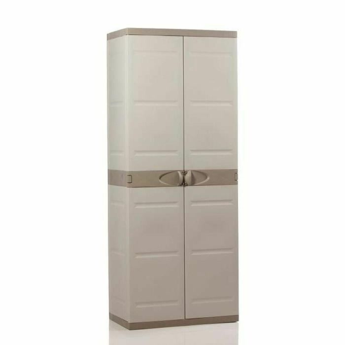Plastiken Armario de 2 puertas con estantes TITANIUM Beige y Taupe Interior / Exterior A70 x P44 x H176 cm 0 Plastiken Armario de 2 puertas con estantes TITANIUM Beige y Taupe Interior / Exterior A70 x P44 x H176 cm 0