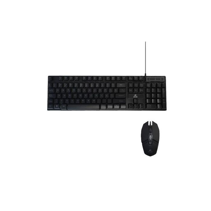 Elbe PTR-103-G Pack Teclado y Ratón Gaming con Luces LED, Teclado Mecánico 104 Teclas, Ratón 3 DPI 3