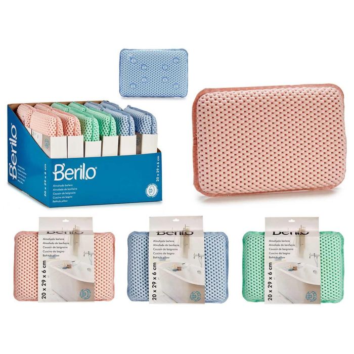 Almohada Bañera Antideslizante Berilo 20x6x29 cm - Azul, Rosa, Verde Pastel (12 Unidades) Almohada Bañera Antideslizante Berilo 20x6x29 cm - Azul, Rosa, Verde Pastel (12 Unidades)