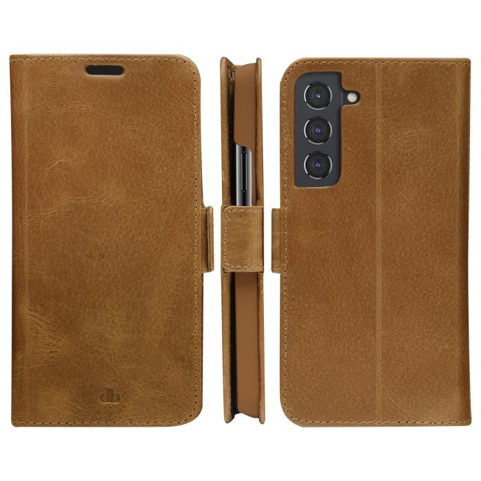Dbramante 1928 Copenhagen Slim - Funda flip de cuero genuino color bronceado, con soporte, para Samsung Galaxy S22 (6.1") 1