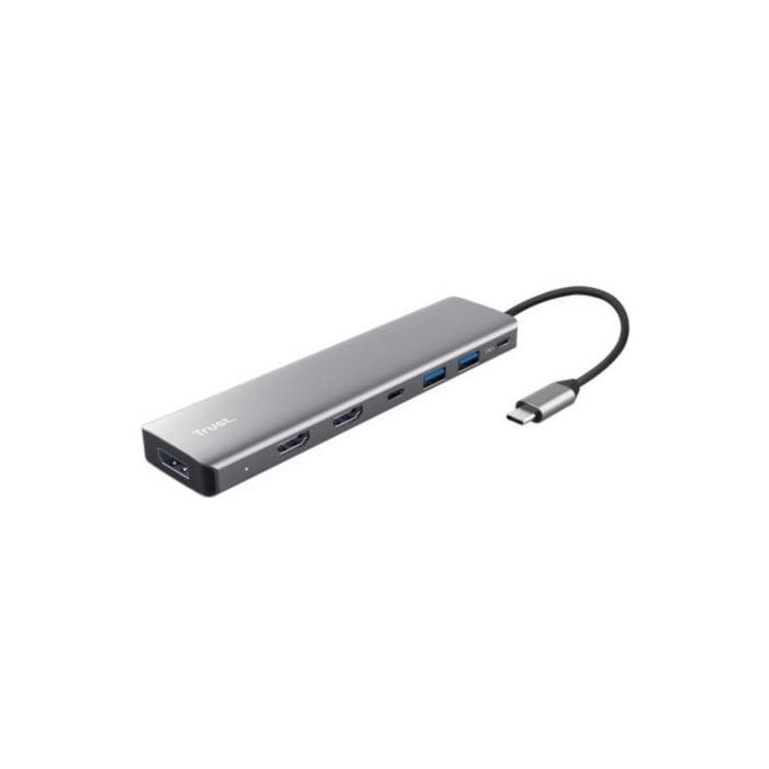 Docking USB Tipo-C Trust Dalyx/ 2xUSB/ 2xHDMI/ 1xDisplayPort/ 1xUSB Tipo-C PD/ Gris Docking USB Tipo-C Trust Dalyx/ 2xUSB/ 2xHDMI/ 1xDisplayPort/ 1xUSB Tipo-C PD/ Gris