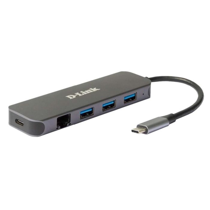 D-Link DUB-2334 Hub USB-C 5 en 1 Gigabit Ethernet con Suministro de Energía 60W y 3 Puertos USB 3.2 Gen 1