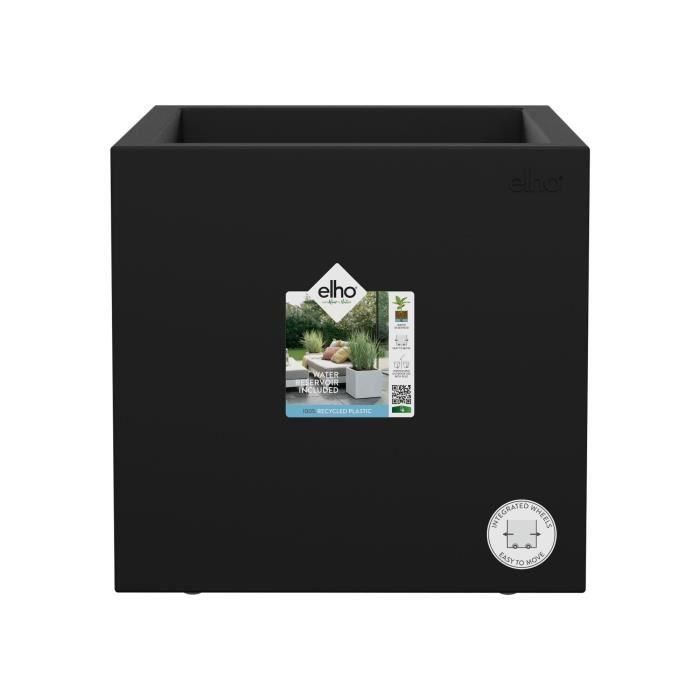 Jardinera Elho Vivo Next Square 30 - Negro - Ø 30 x H 29 cm - interior/exterior - 100% reciclado