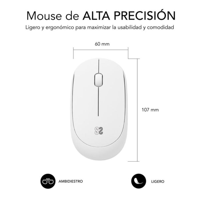Ratón Inalámbrico Subblim Business Plus Silencioso/ Hasta 1200 DPI/ Blanco 1 Ratón Inalámbrico Subblim Business Plus Silencioso/ Hasta 1200 DPI/ Blanco 1