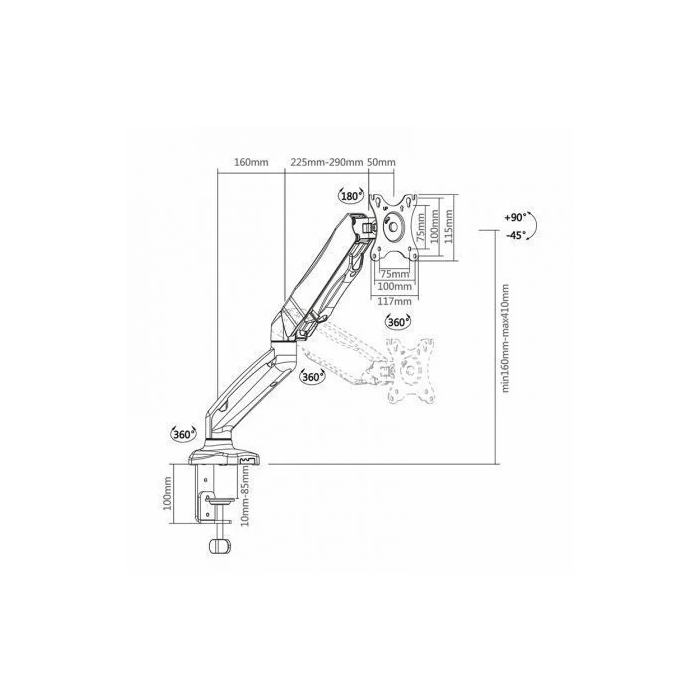 Aisens Soporte de Mesa Contrapeso Giratorio E Inclinable 3 Pivotes 1 Brazo 13"-32" LDT23-1102 4 Aisens Soporte de Mesa Contrapeso Giratorio E Inclinable 3 Pivotes 1 Brazo 13"-32" LDT23-1102 4