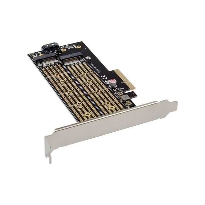 MicroConnect Adaptador SSD NVMe M.2 PCIe x4 para Placa Base - Conexión M.2 B&M Key y SATA - Velocidad hasta 32GT/s y 6Gbps 2