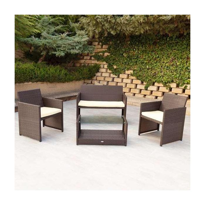 Conjunto de sofá (108x59x76 cm) + 2 sillones (59x76 cm) + mesa (85x45x41 cm) aktive 2 Conjunto de sofá (108x59x76 cm) + 2 sillones (59x76 cm) + mesa (85x45x41 cm) aktive 2