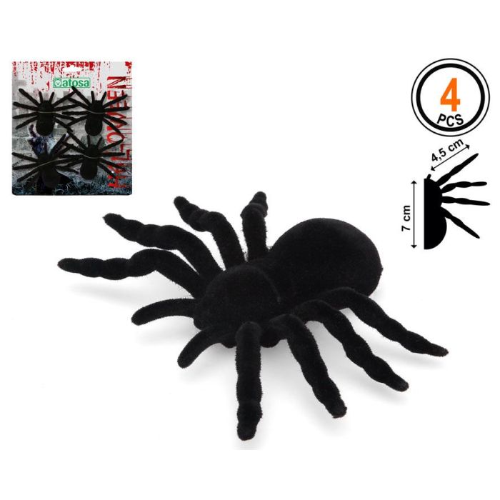 Tarántula De Peluche Negra 7 cm Para Decoración De Halloween