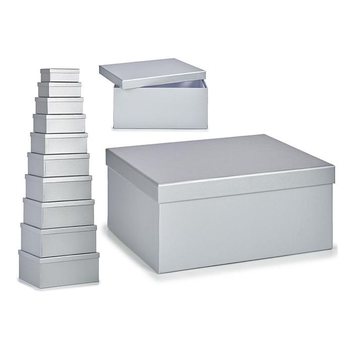 Set 10 Cajas de Cartón Plata Pincello 37.5x29x16.5 cm (2 Unidades) Set 10 Cajas de Cartón Plata Pincello 37.5x29x16.5 cm (2 Unidades)