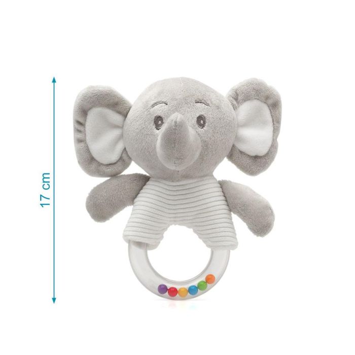 Kiokids Peluche Elefante Sonajero Gris 18 cm para Bebés +0 Meses - Suave, Adorable y Achuchable, Colección Dolci Amici 3