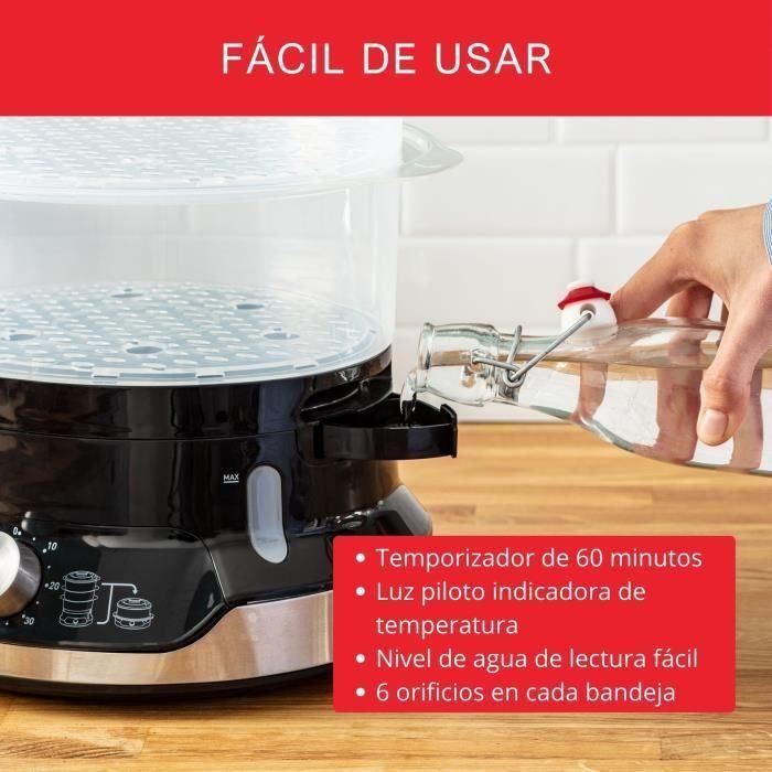 SEB VC204800 Vaporizador ultracompacto 9L, 3 boles apilables, Recipiente para cereales, Cocción saludable, Temporizador, Parada automática, Fácil de almacenar 3