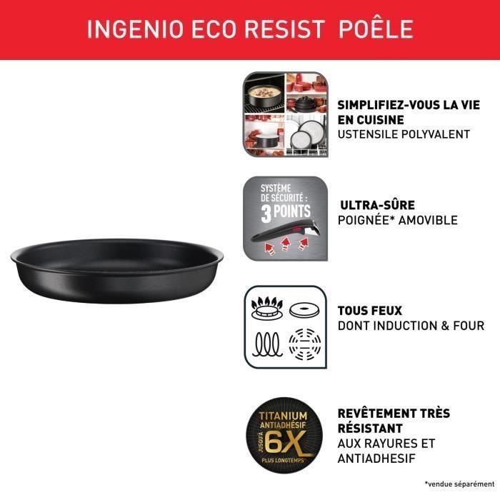 Sartén TEFAL INGENIO Eco Resist 28 cm, Inducción, Antiadherente, Apilable, Apta para lavavajillas, Fabricada en Francia L3970602 1