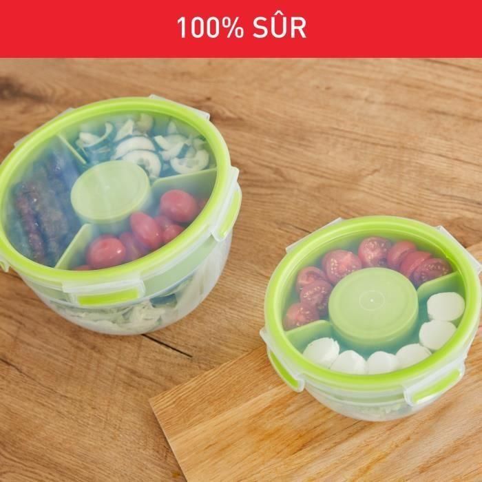 TEFAL Masterseal To Go Salad Box, recipiente para alimentos de 1 L, 2 compartimentos, 100% hermético, sin BPA, garantía de 30 años K3100112 1