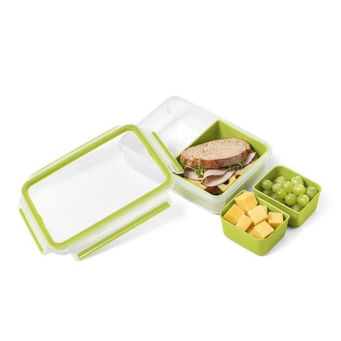 TEFAL Masterseal To Go Lunch Box, lonchera de 1,2 L, 3 compartimentos, 100% hermético, libre de BPA, 30 años de garantía K3100412