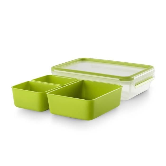 TEFAL Masterseal To Go Lunch Box, lonchera de 1,2 L, 3 compartimentos, 100% hermético, libre de BPA, 30 años de garantía K3100412 1