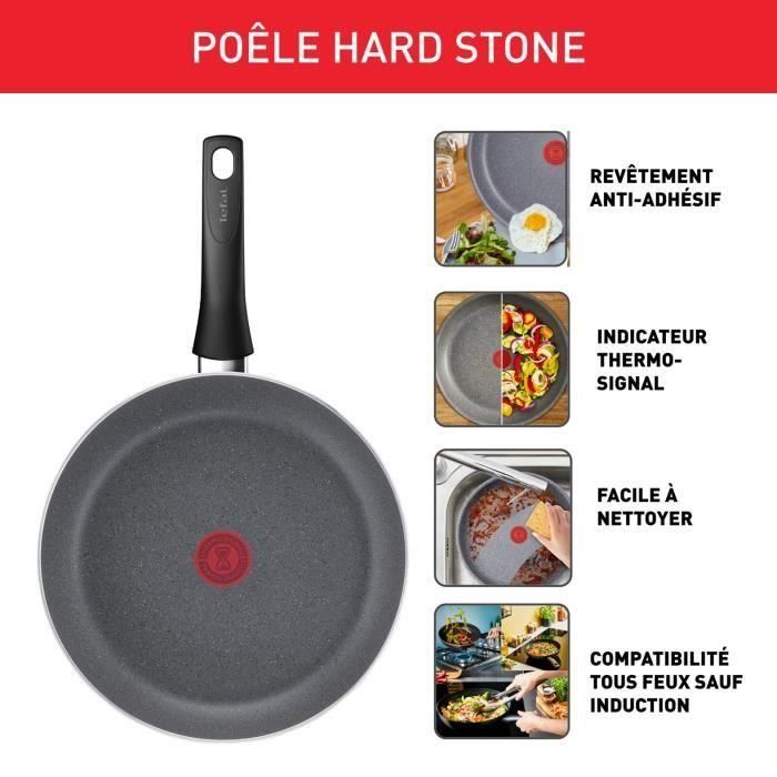 TEFAL Sartén Hard Stone 24 cm, No Inducción, Mineralia + revestimiento antiadherente, Sin PFOA, Made in France D4560432 1