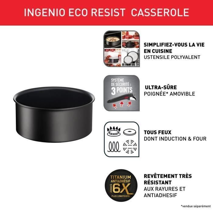 TEFAL INGENIO Eco Resist Cacerola 18 cm, Inducción, Antiadherente, Apilable, Apta para lavavajillas, Fabricada en Francia L3972902 1