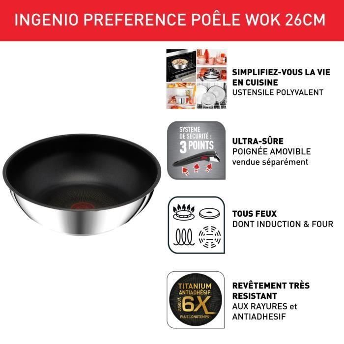 TEFAL INGENIO Preference Sartén Wok 26 cm, Inducción, Antiadherente, Apilable, Apta para lavavajillas, Made in France L9737702 1