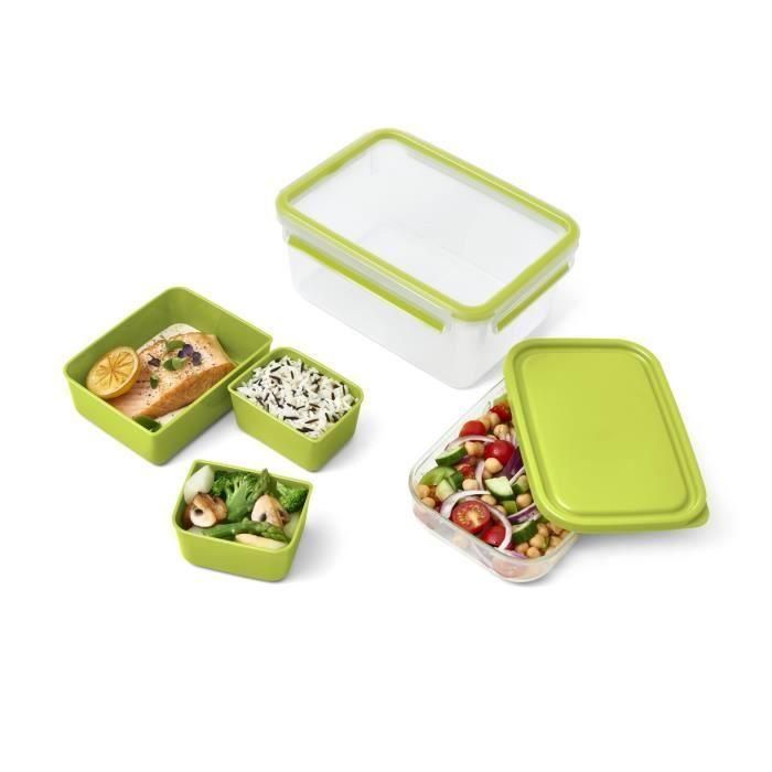 TEFAL Masterseal To Go Caja de comida 2,3 L, 3 compartimentos, 100% hermética, libre de BPA, 30 años de garantía N1071610