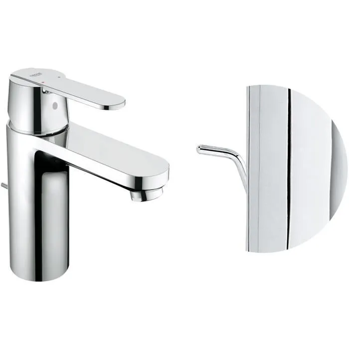 Grohe 23454000 Mezclador de Lavabo Monomando Cromo Brillante Caño Mediano Cartucho Cerámica 35mm Desagüe Emergente Instalación Rápida 3