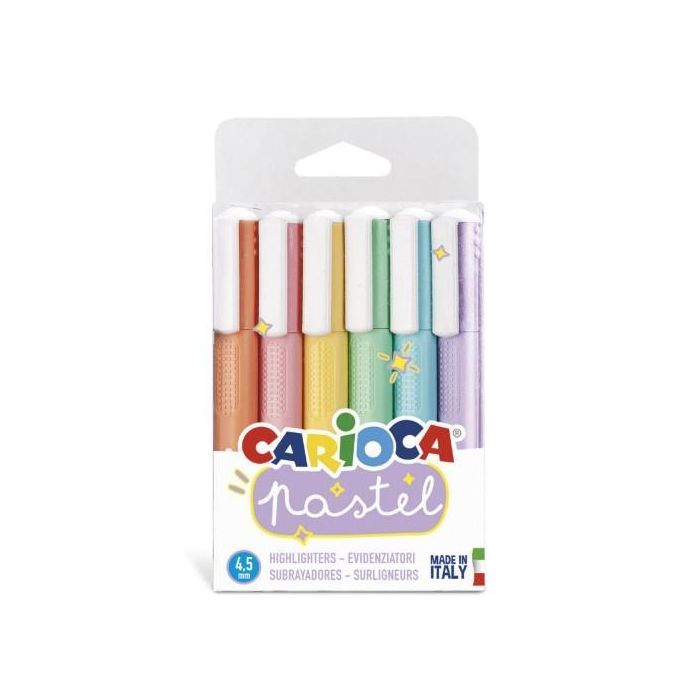 Carioca Marcador Pastel Punta Biselada Colores - Bolsa Pvc De 6 Carioca Marcador Pastel Punta Biselada Colores - Bolsa Pvc De 6