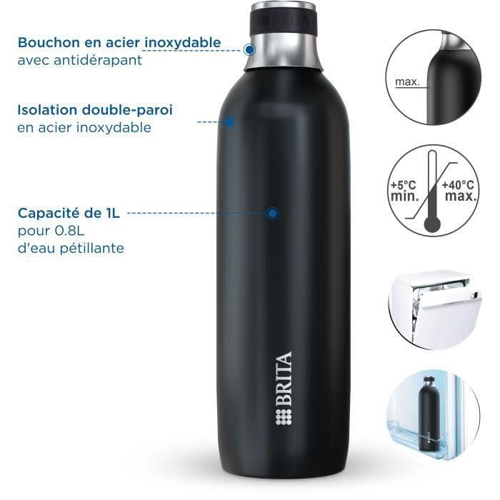 Botella BRITA para refrescoTRIO - acero inoxidable - 1L - negro 1 Botella BRITA para refrescoTRIO - acero inoxidable - 1L - negro 1