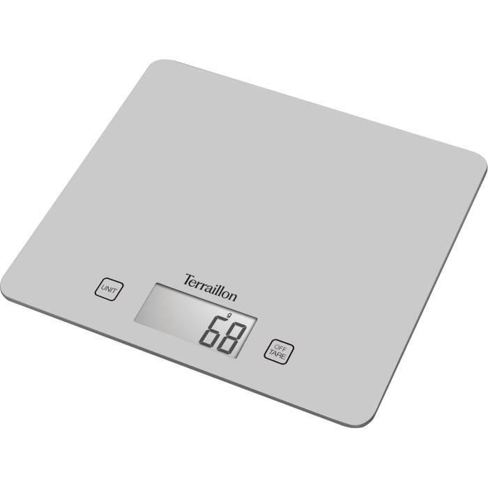 Báscula de cocina electrónica - TERRAILLON - T1040 PLATA - Capacidad 5Kg - Parada automática