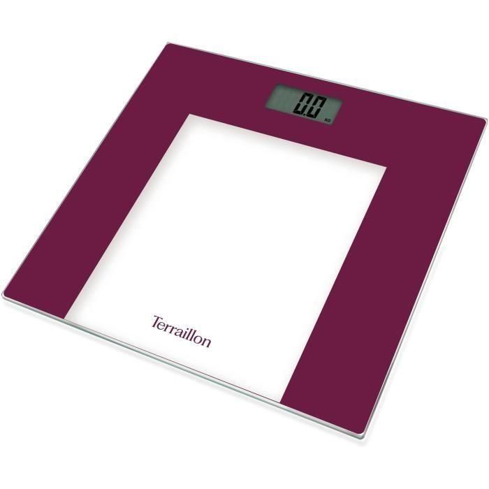 Báscula personal - TERRAILLON - TP1000 - electrónica - Magenta - Capacidad 150 Kg - Tapa de cristal - 30x30 cm 1