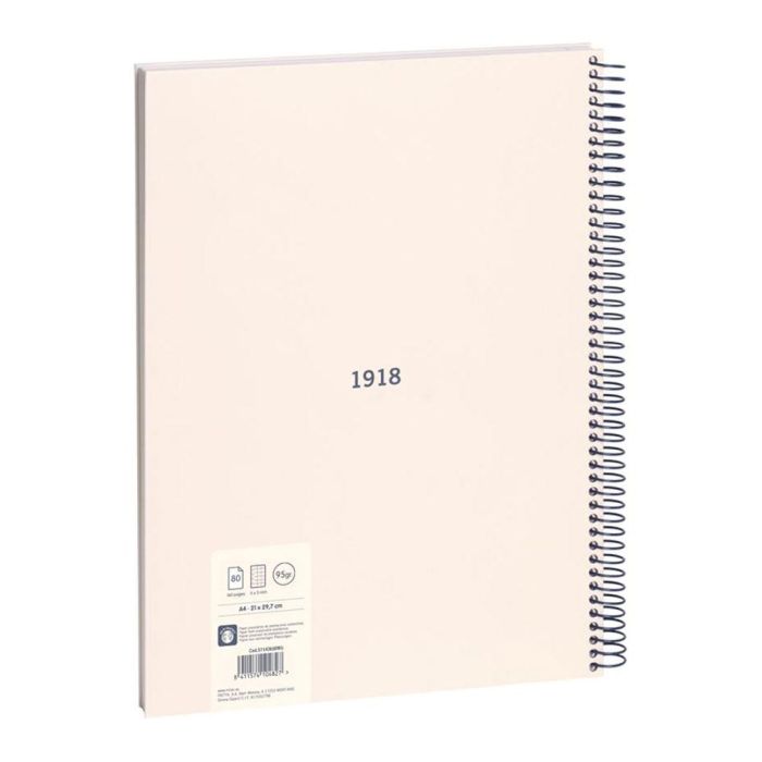 Milán Cuaderno A4 con espiral cuadriculado 5x5mm, 80 hojas, beige - Colección 430 since 1918 1