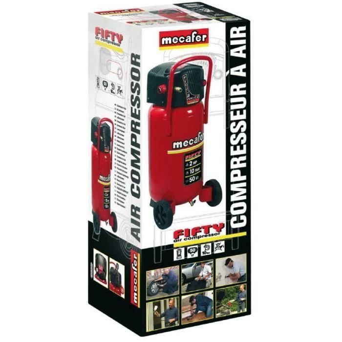 MECAFER Compresor de aire vertical 50 L sin aceite 2HP 10 bar FIFTY 3 MECAFER Compresor de aire vertical 50 L sin aceite 2HP 10 bar FIFTY 3