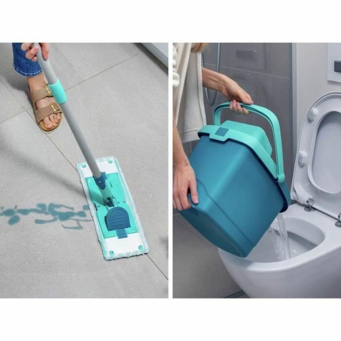 Mopa Fregona con Cubo Leifheit PowerClean Turquesa 1 Mopa Fregona con Cubo Leifheit PowerClean Turquesa 1