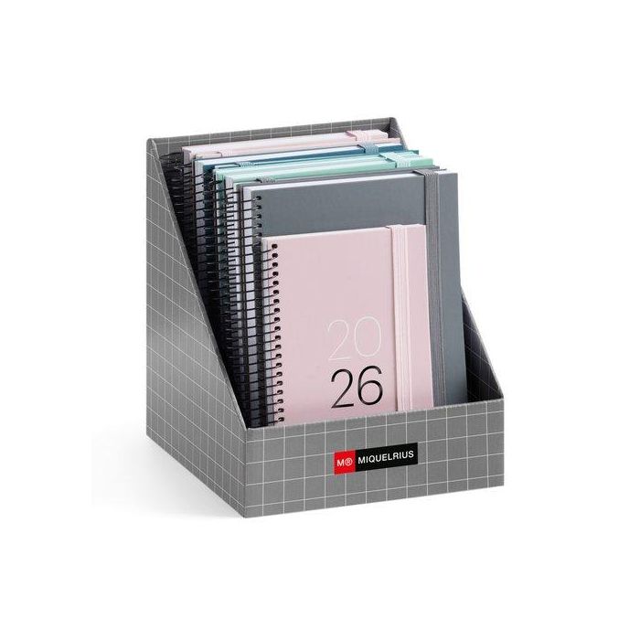 Agenda Anual (2026) Catalan Miquelrius Basic Calm Espiral Tapa Extra Con Goma Assortiment Expositor De 15